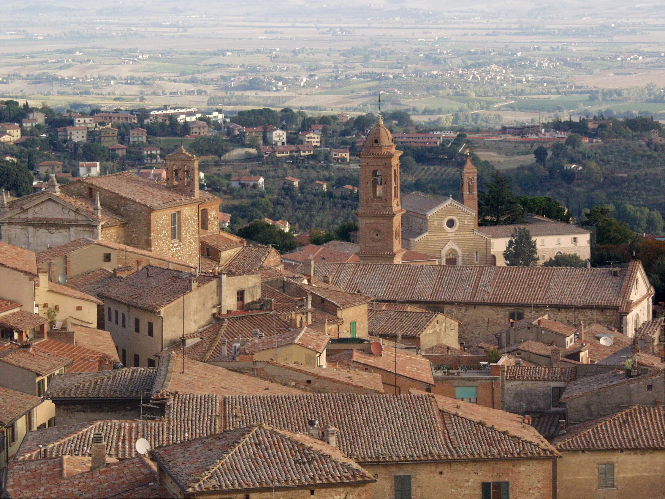 Montepulciano hill town amid the Tuscan hills