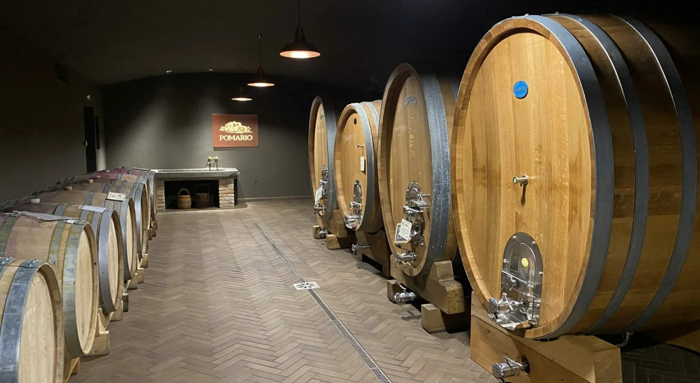 Le chai à barriques du domaine Pomario à Piegaro